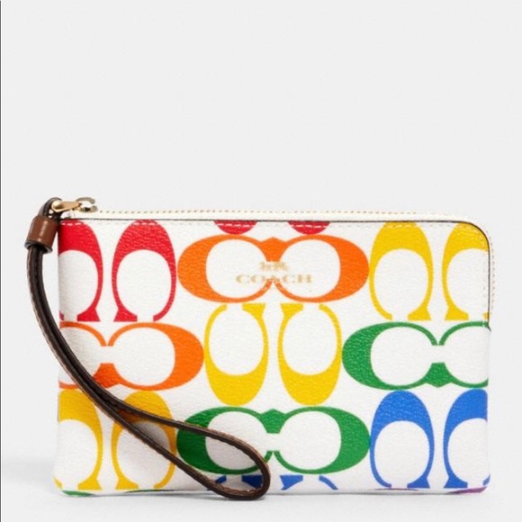 Coach Corner Zip Wristlet Rainbow NWT - Picture 2 of 3